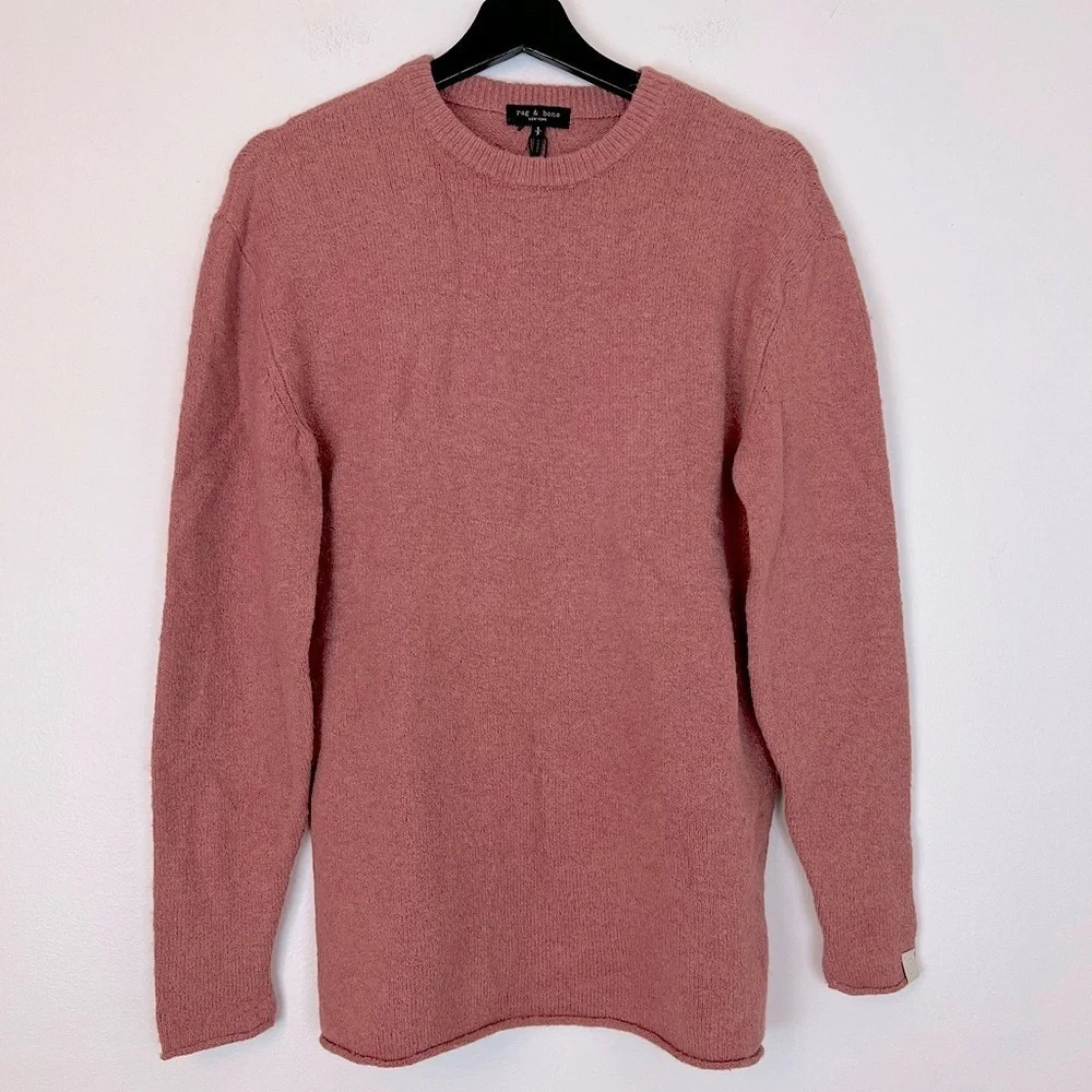 Rag & Bone Alpaca Wool Elsa Crew Sweater Mauve Small Relaxed Cozy Chic Neutral - Picture 2 of 9